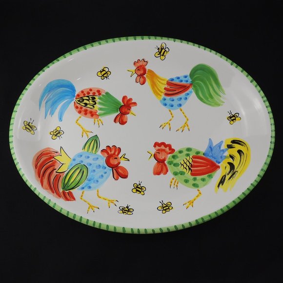 Anne Hathaway Rooster and Bumble Bee Platter - Picture 1 of 7